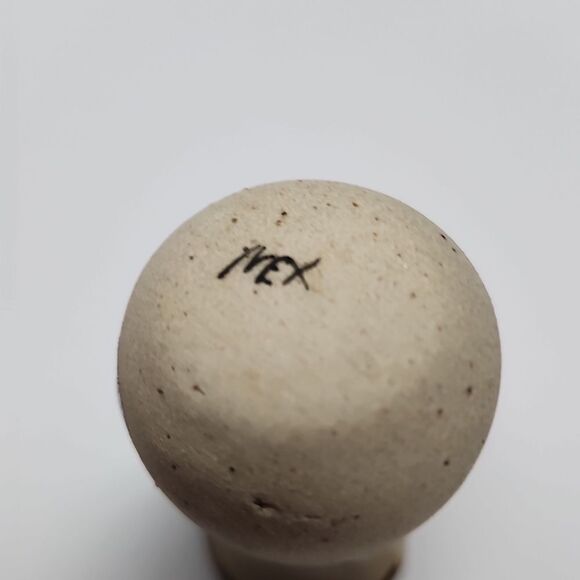 Set of 2mall Miniature Vintage Mexican Pottery Handpainted Vase with Blue Flower - Picture 9 of 10